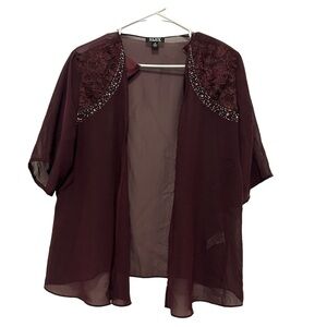 SLNY Bejeweled Purple Mesh See Through Thin Jacket Blazer